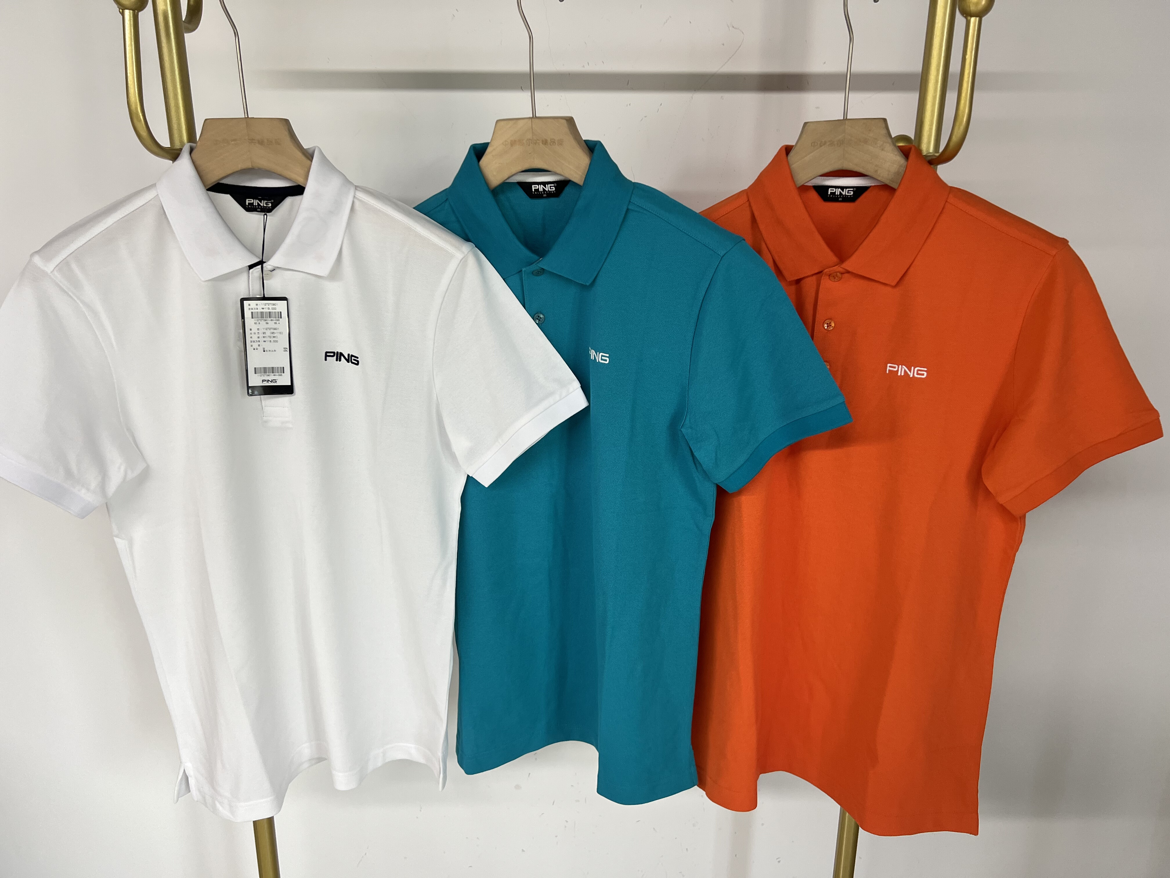 21301出口韩国余 PIN 男士高尔夫服装春夏翻领短速干珠地棉捡漏清