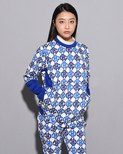 29K054日本潮牌猴哥高尔夫服装女士秋冬新款圆领满印卫衣防风柔软