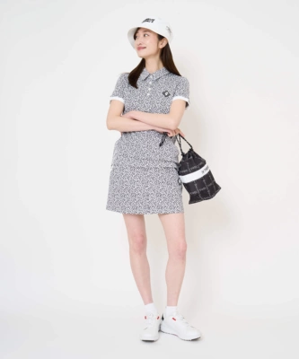 43G31 出口余日本单潮牌高尔夫女士春季新品翻领短袖上衣满印弹力