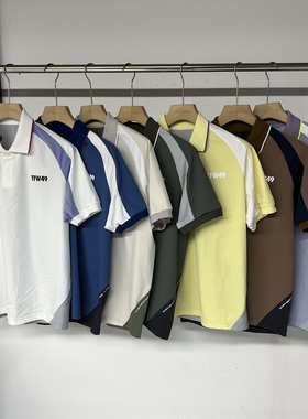 20141 潮牌高尔夫球服装男士夏季新品翻领拼接短袖速干弹力 49