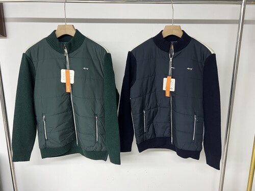 037 出韩国矮腿小狗高尔夫男士秋冬羽绒针织拼接外套弹力防风保暖