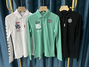 新品 B033韩国高尔夫球女士长袖 春夏季 薄款 透气百搭LOGO翻领POLO衫