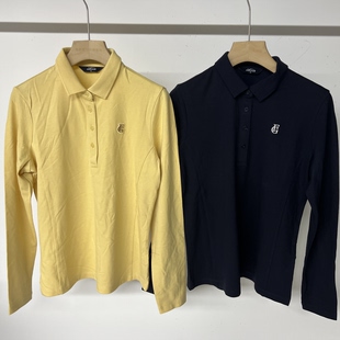 42C94 出口余韩单高尔夫女士秋冬加绒保暖翻领长袖上衣弹力百搭