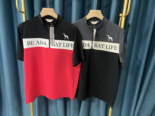 29 K017 日本正品 高尔夫服装初夏款 男士半拉链拼接套头快干短袖