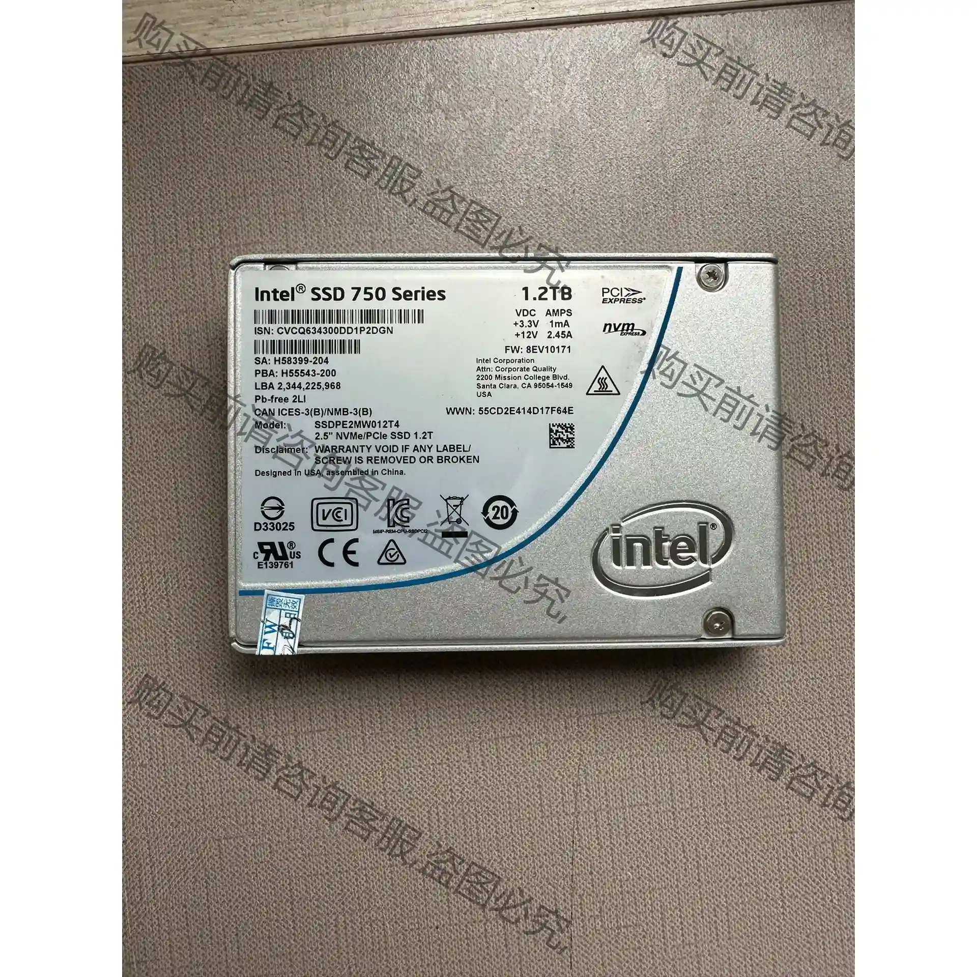 Intel/英特尔 SSD 750 Series 1.2T 先议价 拆机货包好