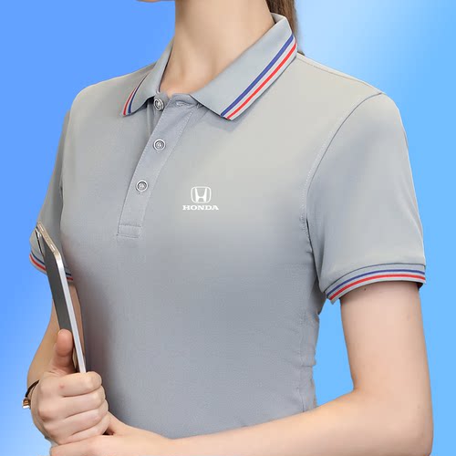 广汽本田汽车工作服短袖翻领POLO衫定制东风本田男女工装T恤定制