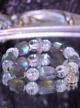 满月紫光拉长石原矿大块手链 冬至节