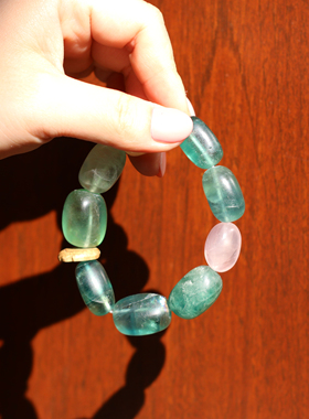 绿萤石黄粉晶大块水晶手链  12.19冬至节直播间专属