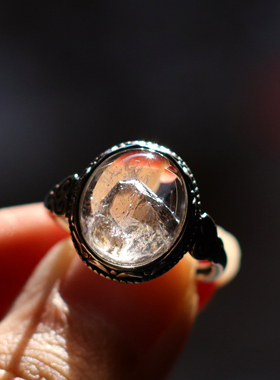 天然晶中金彩虹白水晶戒指  12.19冬至节直播间专属