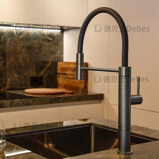 厨房水龙头冷热两用磁吸洗菜盆纯铜水龙头防溅水可旋转抽拉式家用