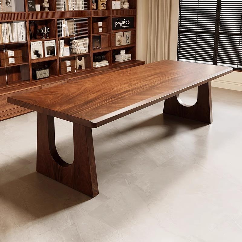 黑胡桃木茶桌办公室家用一体两用新中式茶桌2025新款高端书房书桌