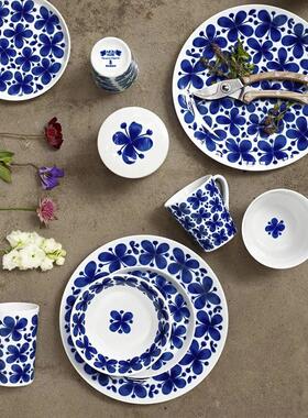 瑞典Rorstrand蓝蝴蝶餐具陶瓷平盘子饭碗咖啡杯碟茶杯马克杯奶壶