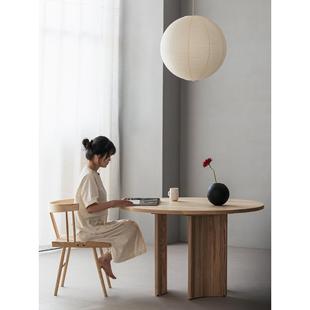 叁几 望月餐桌 白蜡木实木圆餐桌圆桌家用小户型书桌原木现代简约