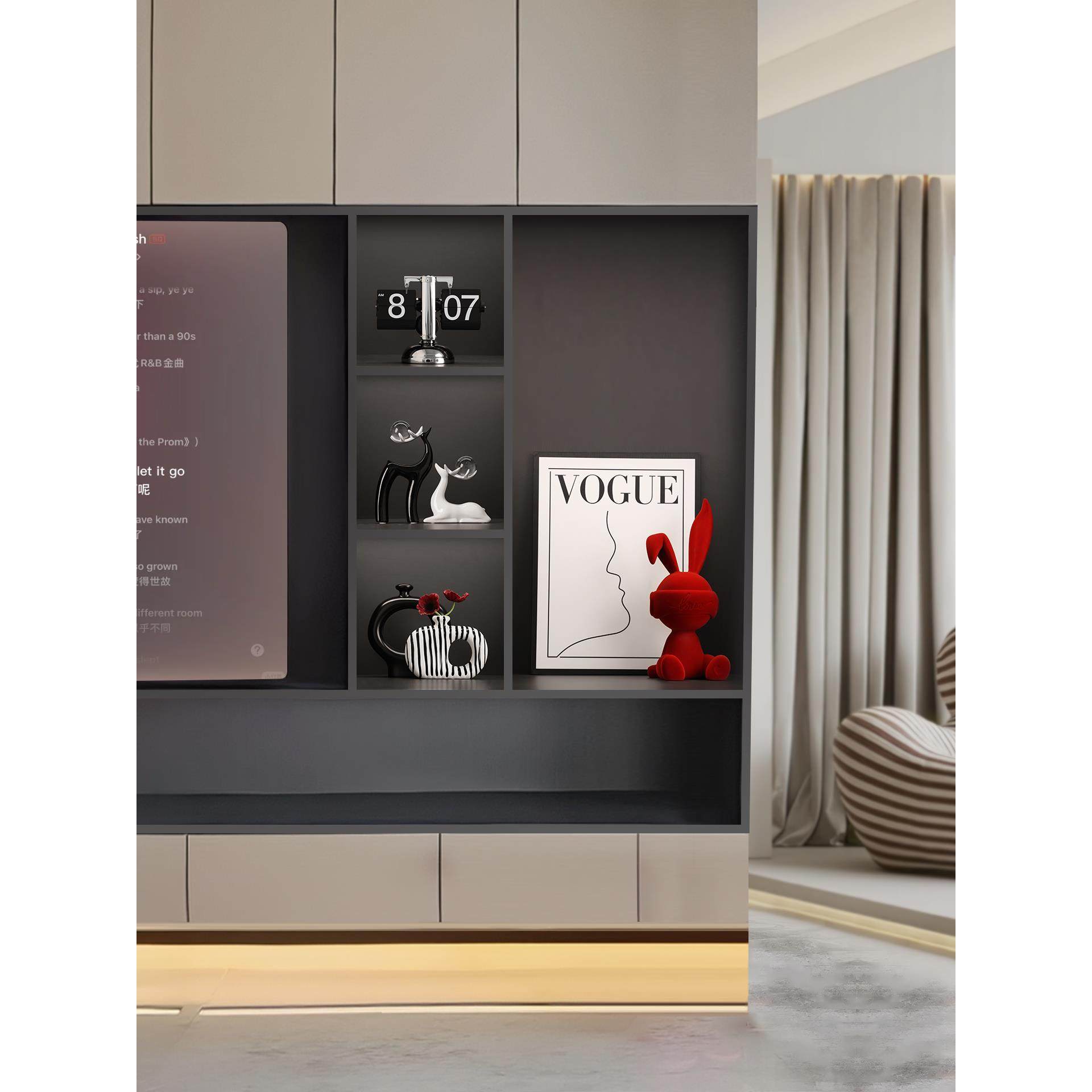 客厅电视柜壁龛摆件轻奢高档兔子装饰花瓶插花新家软装摆设,家居饰品,装饰摆件,淘宝优惠券,粉丝福利购,淘宝优惠卷