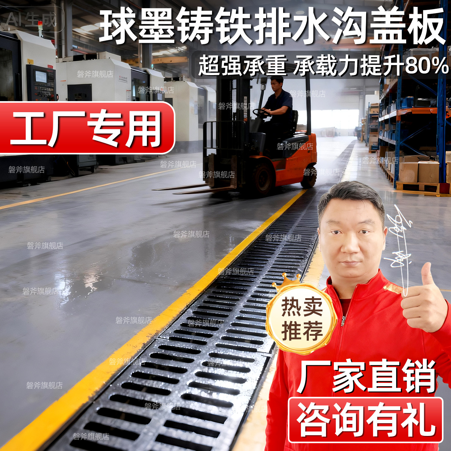铸铁排水沟盖板工厂车间下水道地沟沟盖板球墨水沟铁井盖雨水篦子,基础建材,排水沟槽/盖板,淘宝优惠券,粉丝福利购,淘宝优惠卷