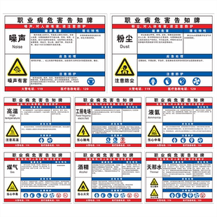 油漆高温噪声职业危害告知卡牌粉尘电焊烟尘有限空间打磨油漆天那水工厂验厂职业病危害警告安全标识卡定制牌