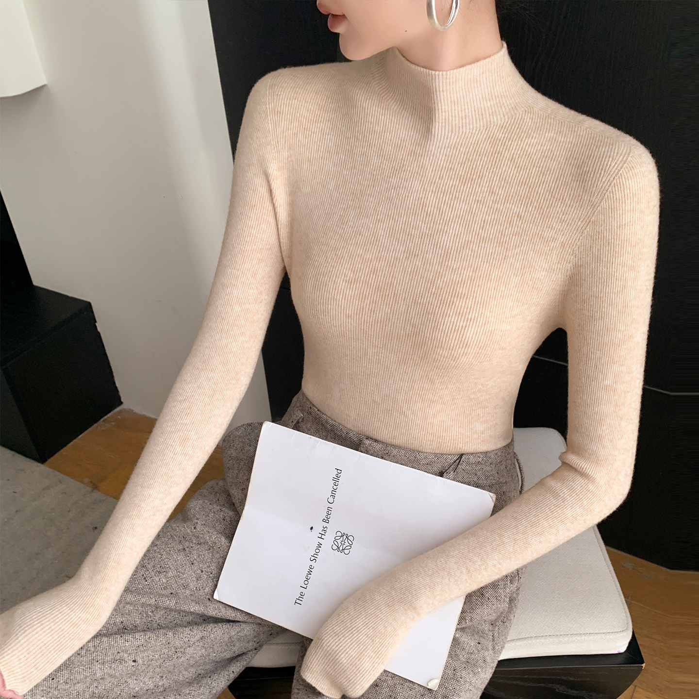 无缝一体修身打底衫女