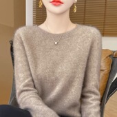 秋冬新款 鄂尔多斯市圆领羊绒衫 女宽松显瘦针织毛衣纯色内搭打底衫