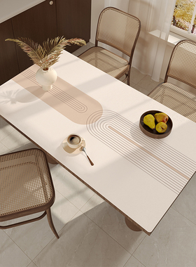轻奢高级感餐桌垫防水防油防烫皮革桌布茶几台布岩板餐桌保护垫子