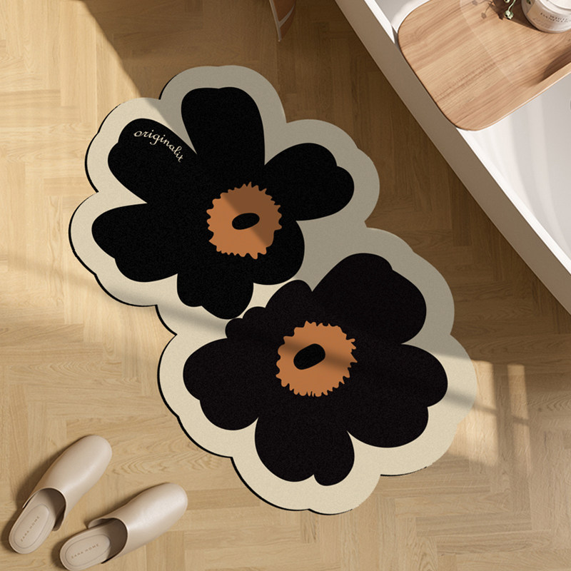 花花硅藻泥吸水软垫卫生间门口速干地垫浴室防滑垫脚垫洗手间地毯,居家布艺,家用脚垫,淘宝优惠券,粉丝福利购,淘宝优惠卷