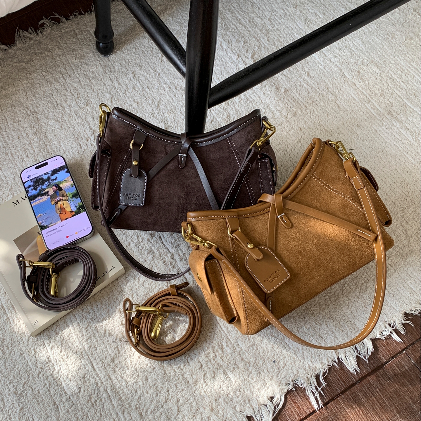 麂皮绒腋下包百搭斜挎包