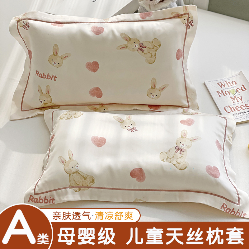 儿童天丝枕套单只50x30卡通幼儿园宝宝枕芯内胆套夏季冰丝枕头套