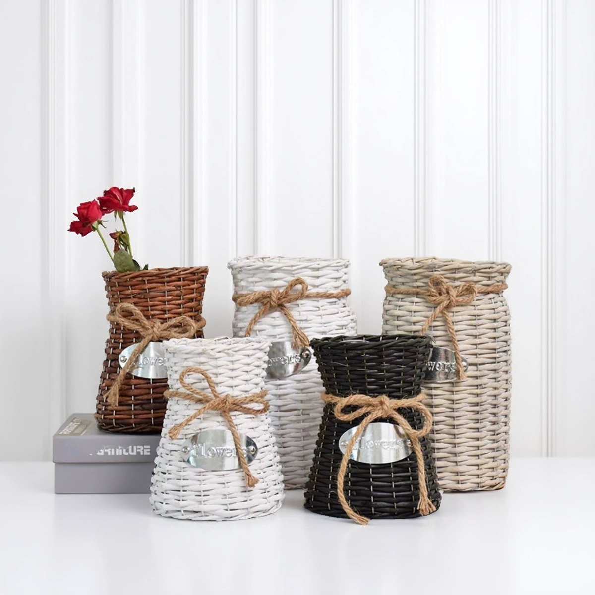 插花装饰柳编干花花盆编织篮子客厅手工田园创意摆件藤编花篮手提