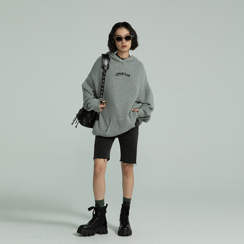 APPARITION手绘印花连帽针织卫衣