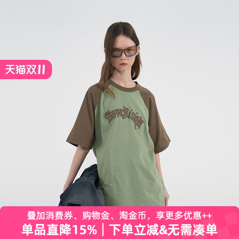 APPARITION 哥特字母贴布绣 插肩袖短袖T恤 男女同款