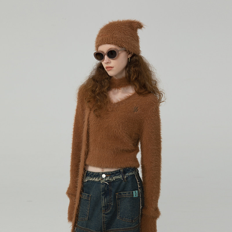 APPARITION仙人掌刺绣修身短毛衣