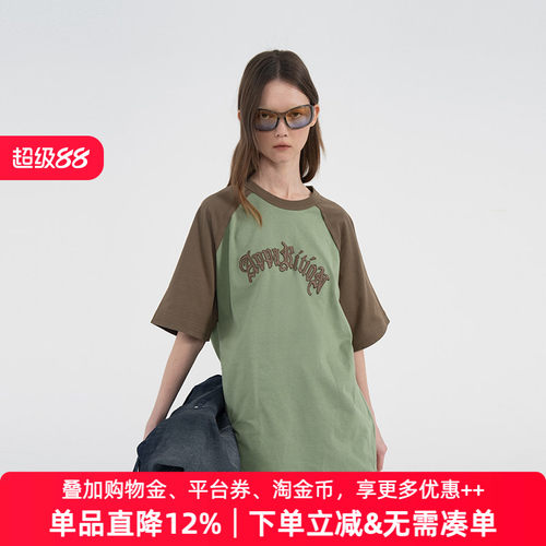 【限时清仓】APPARITION 哥特字母贴布绣 插肩袖短袖T恤 男女同款
