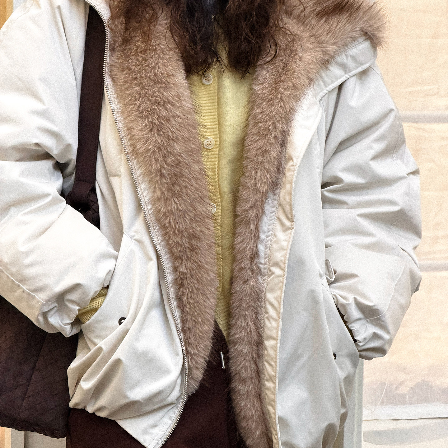 APPARITION 复古仿皮草 派克羽绒服 大毛领 白鸭绒羽绒外套