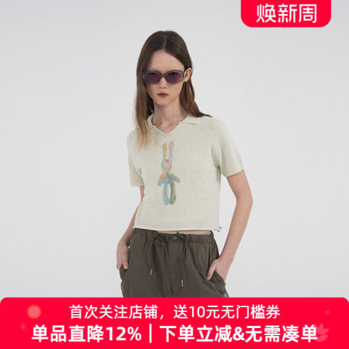 【限时清仓】APPARITION 经典彩兔子印花 针织短袖T恤女 轻薄透气