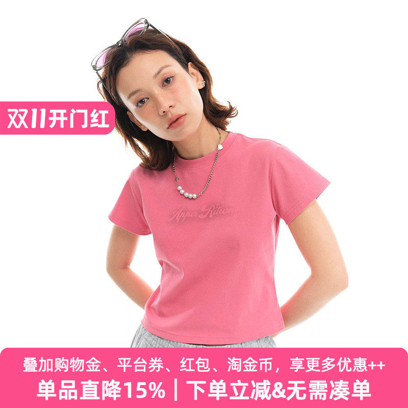 复古字母印花正肩短袖T恤衫