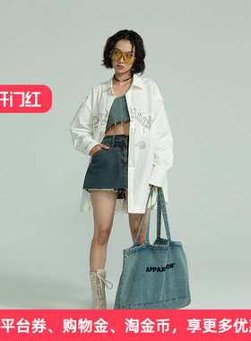 APPARITION 哥特字母印花长袖宽松衬衫