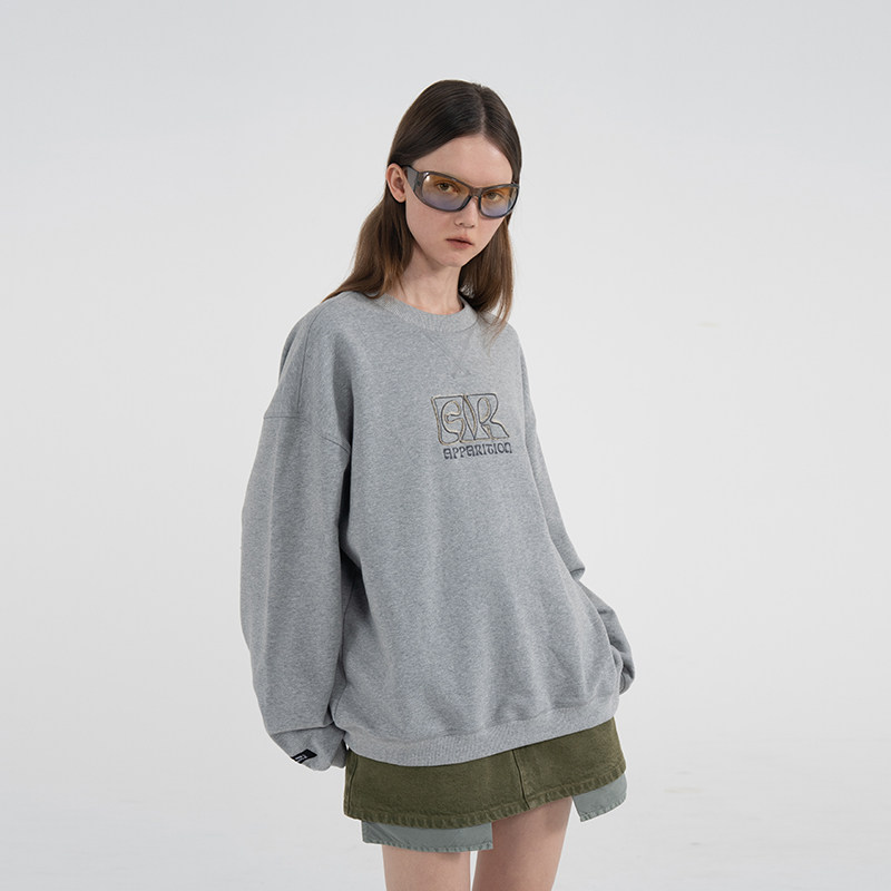 APPARITION 字母变形贴布绣 加绒保暖 圆领套头卫衣 男女同款