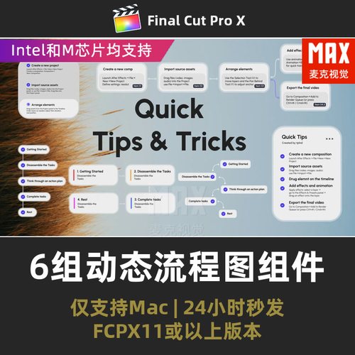 finalcutpro插件 6组互联网Ui动效流程图窗口组件界面fcpx插件