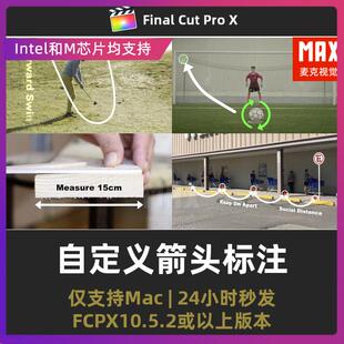 finalcutpro自定义箭头标注长度距离测量线条数据记录fcpx插件