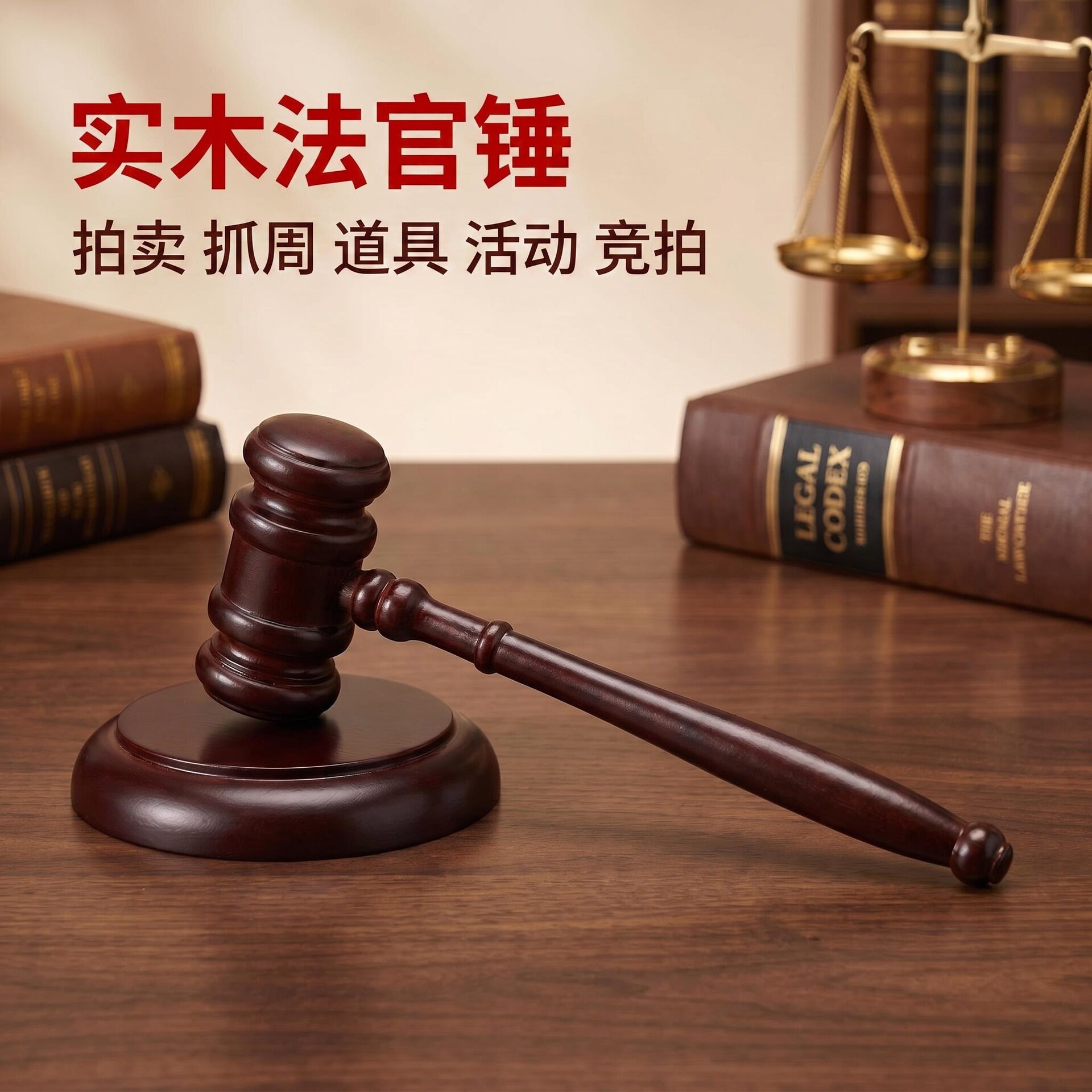 实木锤剧本杀法庭法官锤法院法槌拍卖锤模拟法庭道具儿童抓周玩具