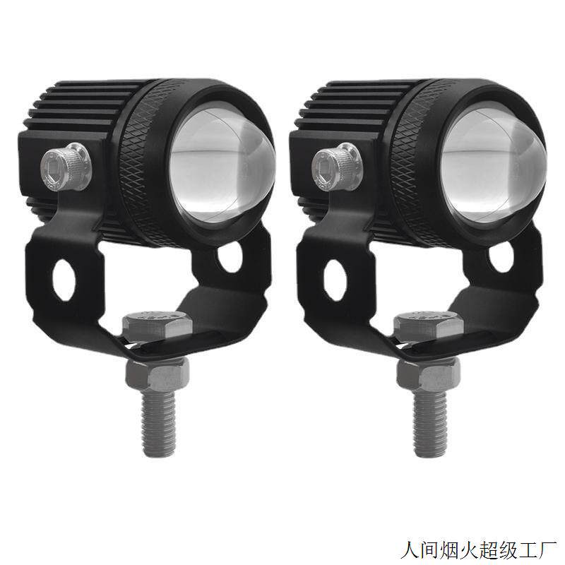 摩托车小钢炮双光透镜led切线射灯外置大灯汽车车灯超亮铺路强光