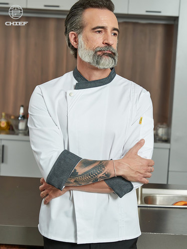 厨师工作服夏季男女长袖透气高档