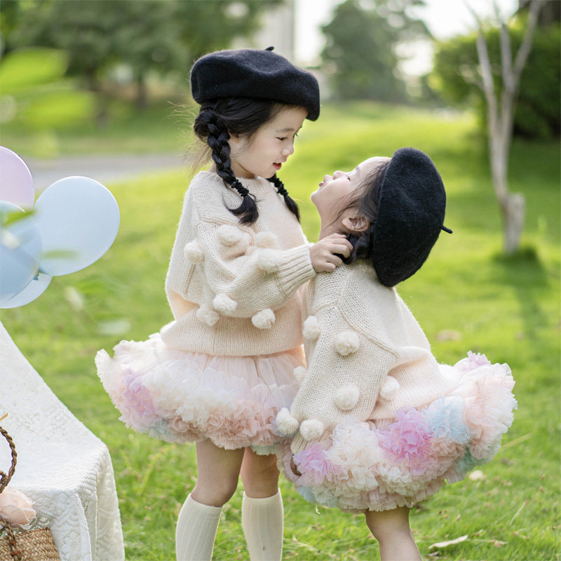 （现货）女童象牙白麻马海毛毛球毛衣二代TUTU裙马卡龙公主蓬蓬裙,童装/婴儿装/亲子装,毛衣/针织衫,淘宝优惠券,粉丝福利购,淘宝优惠卷