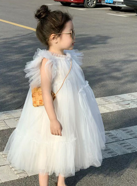 女童公主裙纱纱裙夏季儿童蓬蓬裙中大童仙女裙生日礼服裙洋气