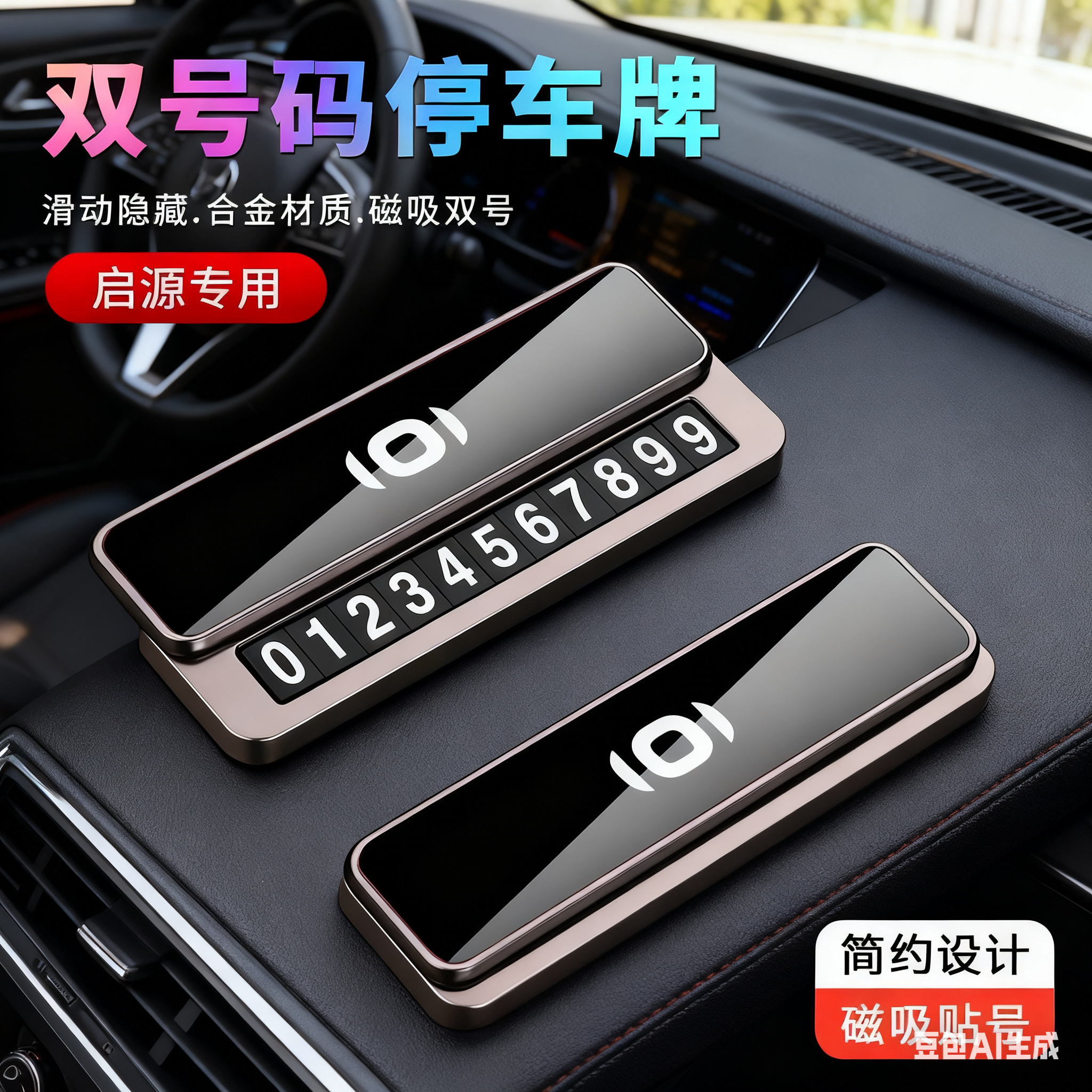 适用长安启源临时停车号码牌A05/A07/Q05/E07挪车电话牌合金隐藏