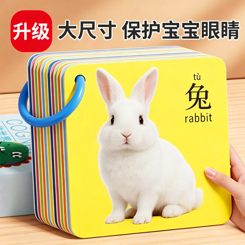 动物卡片早教认知启蒙书儿童宝宝识字看图识物卡片幼儿童益智玩具