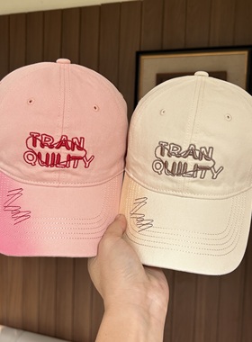 韩版渐变色刺绣字母棒球帽子女宽檐大头围显脸小遮太阳防晒鸭舌帽