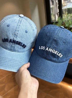 美式复古水洗牛仔棒球帽子女宽檐深顶显脸小遮阳防晒刺绣鸭舌帽男