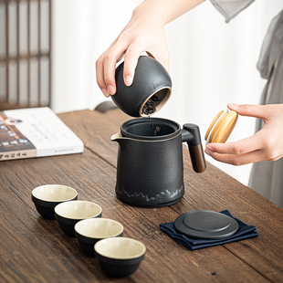 商务山语旅行茶具露营办公室快客杯小套装 新款 随身泡茶壶定印