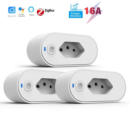 16A巴西规插头智能家居zigbee3.0智能插座带计电量手机遥控语音