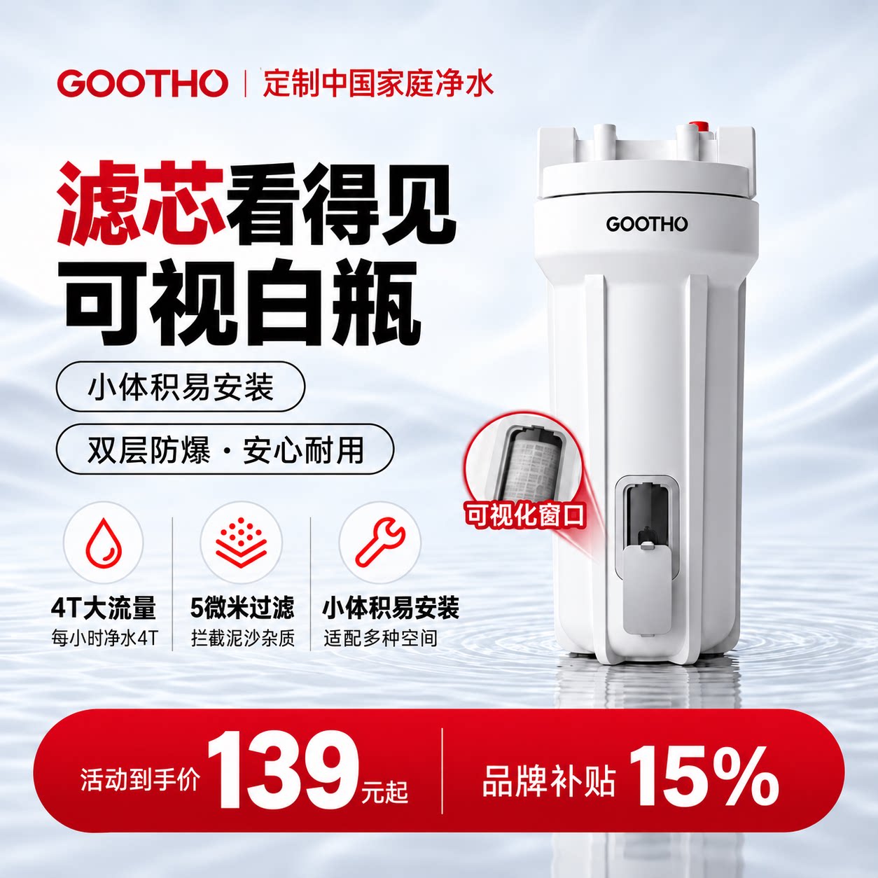 GOOTHO库硕可视大白瓶前置过滤器图片
